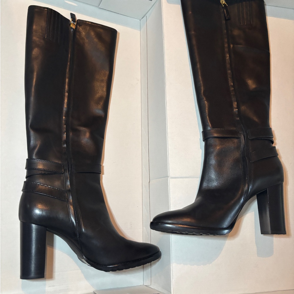 Ralph Lauren Black Leather Manchester Knee-High Boots (Size 9 / 40.5)